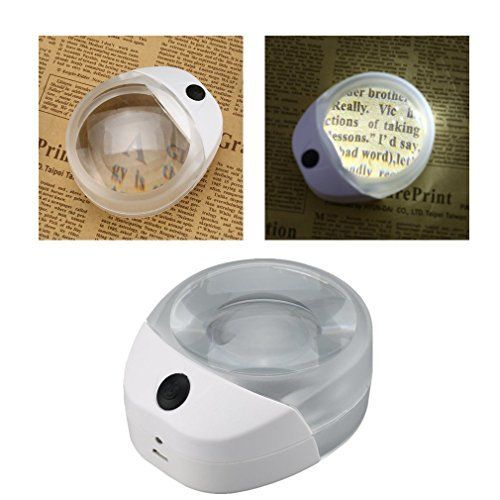 Лупа настольная контактная 10x-60мм с подсветкой 
(LED) белая, с аккумулятором, без ручки, PW6010C фото 3