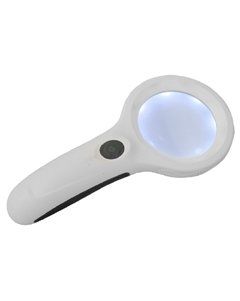 Лупа ручная круглая 4х-65мм для чтения с подсветкой + ультрафиолет (8 LED, черно-белая) 82022/9586