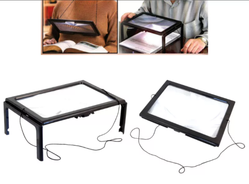 Лупа линза Френеля настольная 2,5х (столик на ножках) для чтения и рукоделия с подсветкой (4 LED) фото 7