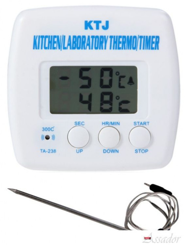 Термометр для готовки электронный с таймером 
и щупом KTJ TA-238