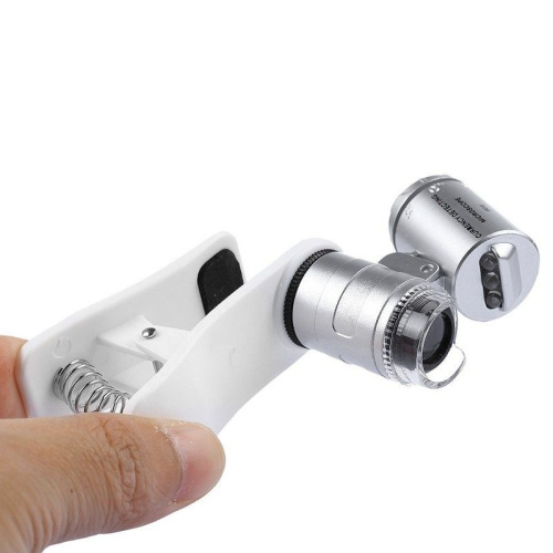 Микроскоп 60х мини с подсветкой и ультрафиолетом 
для iPhone и других мобильных телефонов (9882-W) фото 3