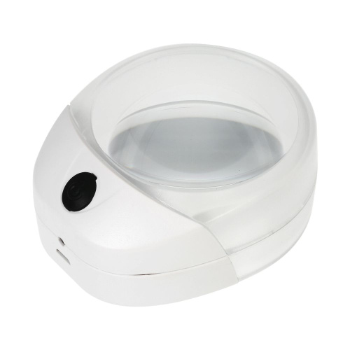 Лупа настольная контактная 10x-60мм с подсветкой 
(LED) белая, с аккумулятором, без ручки, PW6010C фото 8