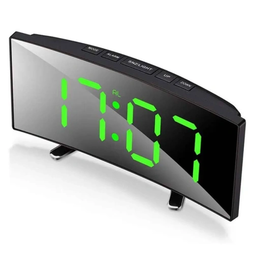 Настольные электронные часы DT-6507/GREEN зеркальное табло с зелеными цифрами