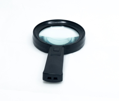 Лупа ручная круглая 5х-75мм для чтения с подсветкой (6 LED, черная) ZB666-075 фото 3