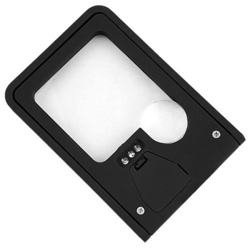 Лупа карманная 2.5x/5x для чтения с подсветкой 
(3 LED, черная с подставкой) TH-7008 фото 2