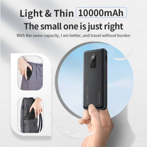 Внешний аккумулятор Awei P9K на 10000mAh с портами USB Type-C и поддержкой быстрой зарядки фото 7