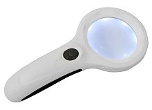 Лупа ручная круглая 2,5x 90мм/8x-22мм для чтения с подсветкой + ультрафиолет (8 LED, черно-белая) MG