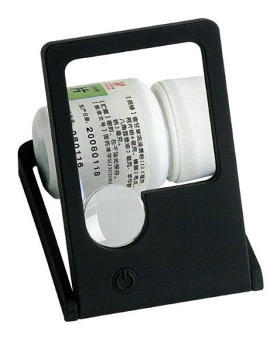 Лупа карманная 2.5x/5x для чтения с подсветкой 
(3 LED, черная с подставкой) TH-7008 фото 4
