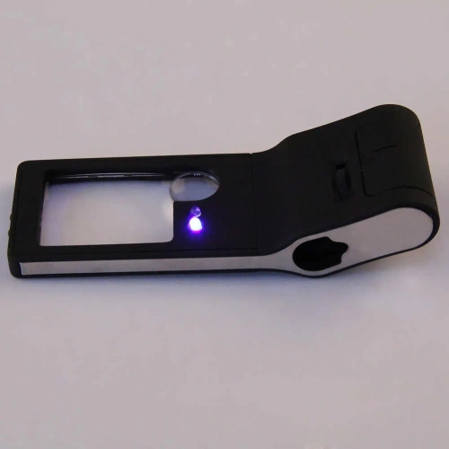 Лупа карманная 3/10/55x для чтения с микроскопом и подсветкой (6 LED, черная) TH-515 фото 8