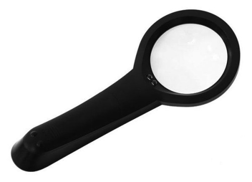 Лупа ручная круглая 6х-73мм для чтения с 
подсветкой (2 LED, черно-серебристая) G988-075 фото 2