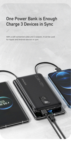 Внешний аккумулятор Awei P9K на 10000mAh с портами USB Type-C и поддержкой быстрой зарядки фото 11