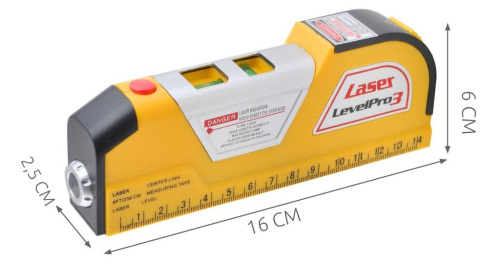 Уровень лазерный LevelPro3 Easy Fix (12 см) со встроенной рулеткой 2,5 м фото 4