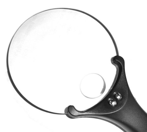 Лупа ручная круглая 3/6х-90мм для чтения с подсветкой (2 LED, черно-серебристая) Luxman G789-090 фото 7