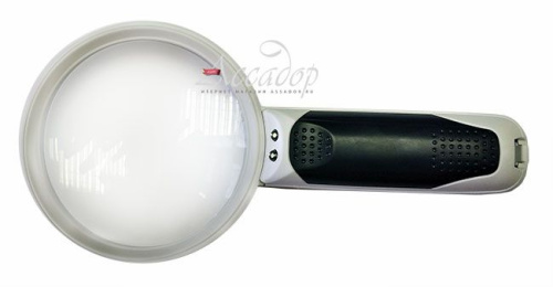 Лупа ручная круглая 5х-90мм для чтения с 
подсветкой (2 LED, черно-белая) MG77390B