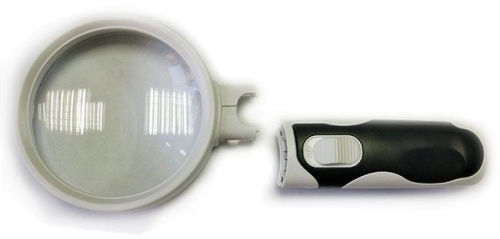 Лупа ручная круглая 5х-90мм для чтения с 
подсветкой (2 LED, черно-белая) MG77390B фото 2