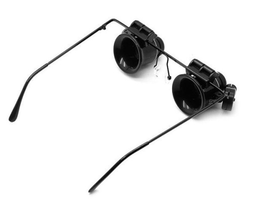 Лупа налобная 20x бинокулярная (очки) с подсветкой 
(2 LED) MG9892A-II фото 2