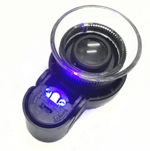 Лупа ювелирная 45x-21мм с подсветкой + ультрафиолет (3 LED) MG13102 фото 4