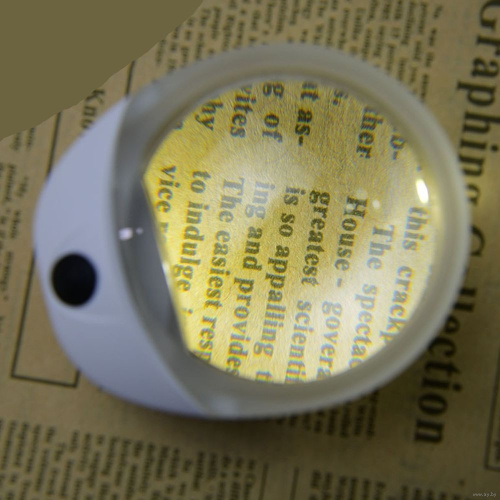Лупа настольная контактная 10x-60мм с подсветкой 
(LED) белая, с аккумулятором, без ручки, PW6010C фото 6