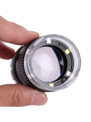 Лупа просмотровая металлическая 30x/27mm с подсветкой + UV со шкалой TH-9006B фото 6