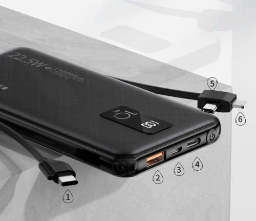 Внешний аккумулятор Awei P9K на 10000mAh с портами USB Type-C и поддержкой быстрой зарядки фото 5