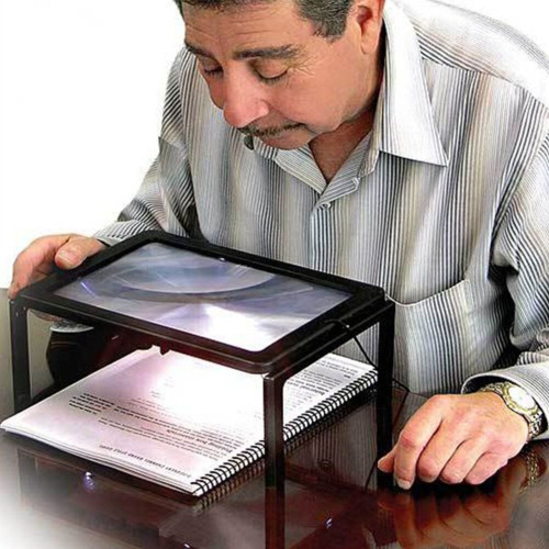 Лупа линза Френеля настольная 2,5х (столик на ножках) для чтения и рукоделия с подсветкой (4 LED) фото 5